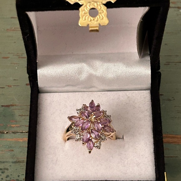 ❤️ Amethyst Flower Cluster Ring 😍 Marked lowest price 🥰 - Picture 8 of 15
